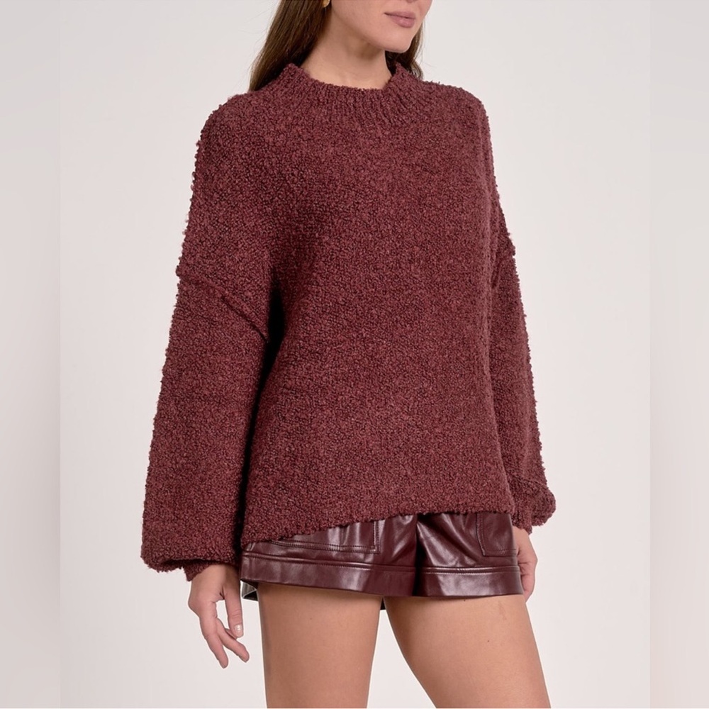 Crewneck Boucle Sweater In Burgundy
Wine, NWT, L
Size: L
$89 $163